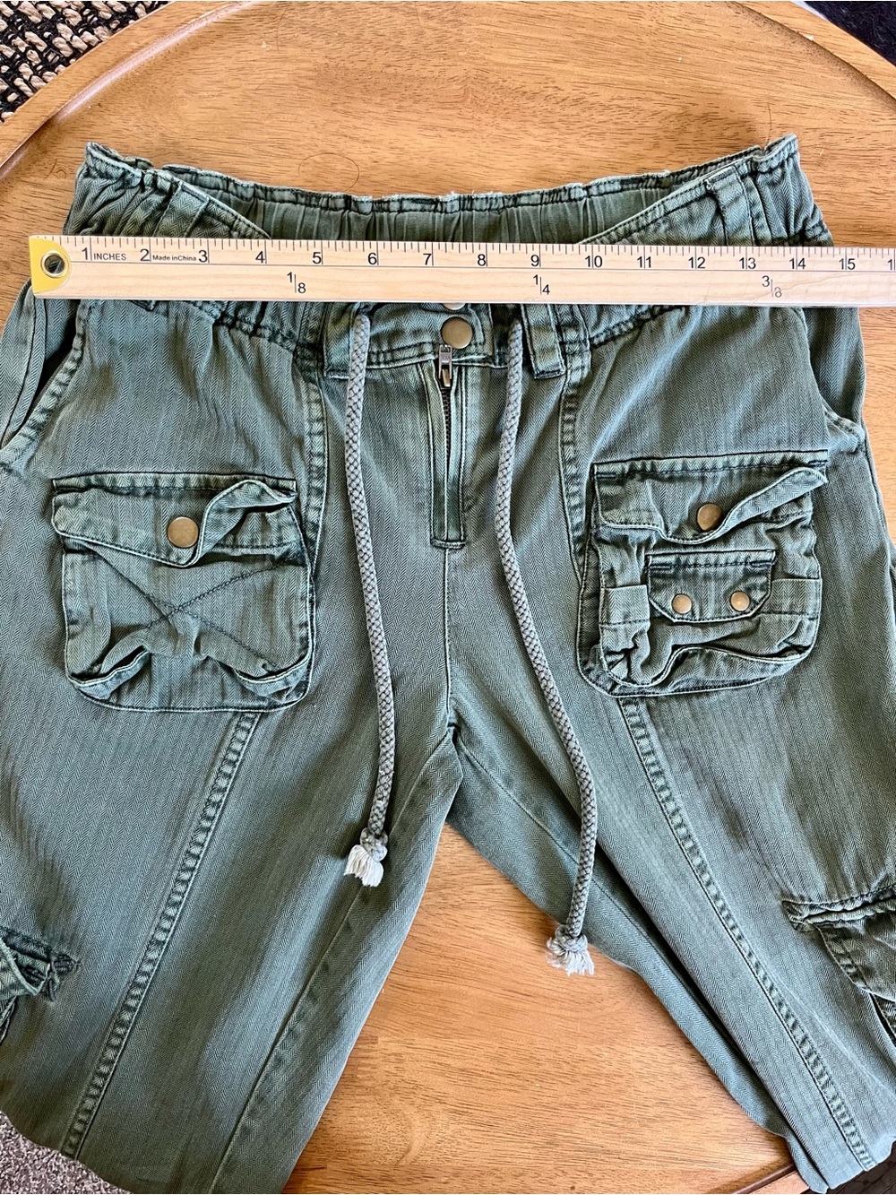 Free People Olive Green Utility Cargo low rise Pants XS cotton - Picture 6 of 11